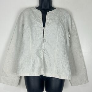 Eileen Fisher Women's Size M Textured Cardigan Button Shirt Linen  Cotton